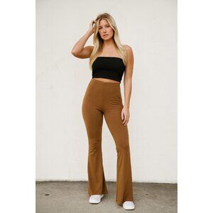 RALPH LAUREN PURPLE LABEL HIGH WAIST FLARED PANTS SIZE 8 TAN